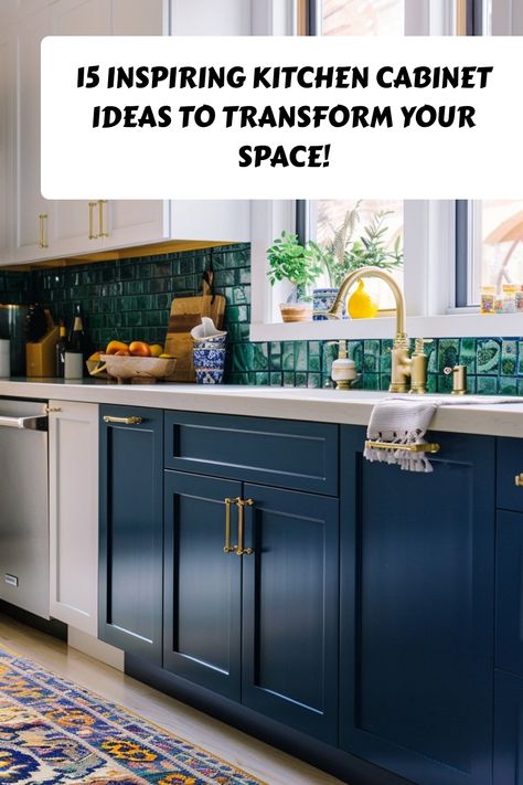 Upgrade your kitchen with these 15 inspiring cabinet ideas! From bold colors to innovative storage solutions, find the perfect look to refresh your space. #KitchenCabinets #KitchenInspo #HomeDecor Kitchens With No Upper Cabinets Ideas, Kitchens With No Upper Cabinets, No Upper Cabinets, Beautiful Kitchenware, Curved Cabinets, Patterned Tile Backsplash, Two Tone Cabinets, Kitchen Cabinet Ideas, Bold Kitchen