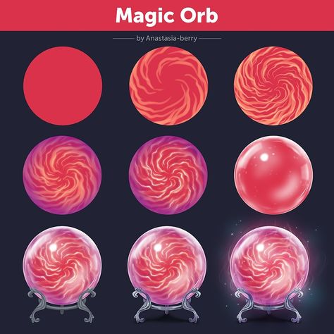 Magic Orb. Tutorial | Patreon Magical Orb Art, Orb Drawing, Animation Steps, Purple Creature, Magic Orb, City Reference, Magic Tutorial, Fantasy Concept, Digital Art Beginner