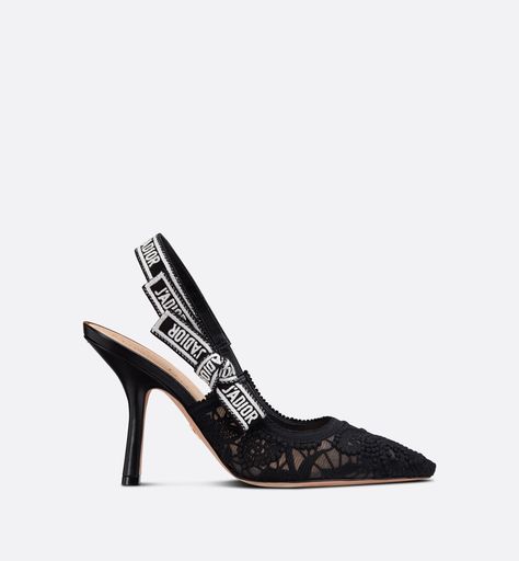 Ribbon Flats, Embroidered Ribbon, Black Macrame, Shoes Heels Classy, Christian Louboutin Women, Christian Dior Fashion, Dior Haute Couture, Heels Classy, Lace Heels