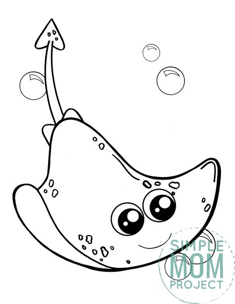 Is it a stingray or Manta ray? I can never tell. Either way, this famous ocean animal is the perfect addition to your fish and sea life supercoloring book! Whip your tail on over and print this free stingray coloring page now! It is perfect for kids of all ages, including preschoolers, toddlers and even adults love coloring this stingray too! #Stingraycoloring #oceananimalcoloring #SimpleMomProject Manta Ray Coloring Pages, Sea Creature Coloring Pages Free Printable, Stingray Coloring Page, Sea Animal Coloring Pages Free Printable, Stingray Craft, Ocean Animal Coloring Pages, Sea Life Coloring Pages, Ocean Animals Drawing, Fish Coloring Pages For Kids