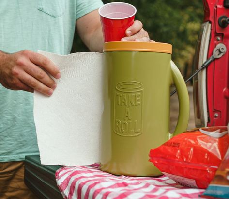 TAKE A ROLL  the paper towel holder for camping, boating, BBQ'S etc. Outdoor Paper Towel Holder, Sewing Paper Towel Holder, Paper Towel Camping Hack, Camping Toilet Paper Holder, Camper Toilet Paper, Outside Towel Holder Pool, Camping Paper Towel Holder, Camper Paper Towel Holder, Body Wipes For Camping