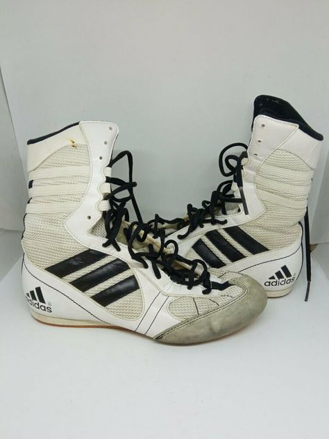 Adidas Tygun Boxing Boots White size US 6 , Used (good condition) #adidas Vintage Boxing, Boxing Boots, Boxing Shoes, Wrestling Shoes, Shoe Wishlist, Boots White, Hip Hop Artists, Shoe Closet, Vintage Adidas