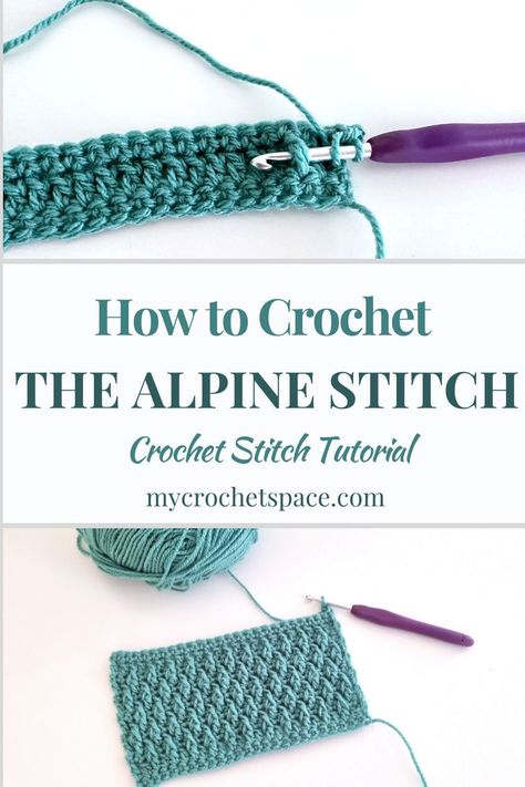 How to crochet the Alpine Stitch - free, easy tutorial with a video demonstration, photos for each step and written instructions. Beautiful textured crochet stitch for blankets, throws, afghans. Textured Crochet Stitches Free, Alpine Stitch Crochet, Crochet Alpine Stitch, Alpine Stitch, Textured Crochet, Crochet Baby Blanket Free Pattern, Crochet Gloves Pattern, Crochet Stitches For Blankets, Crochet Stitches Free