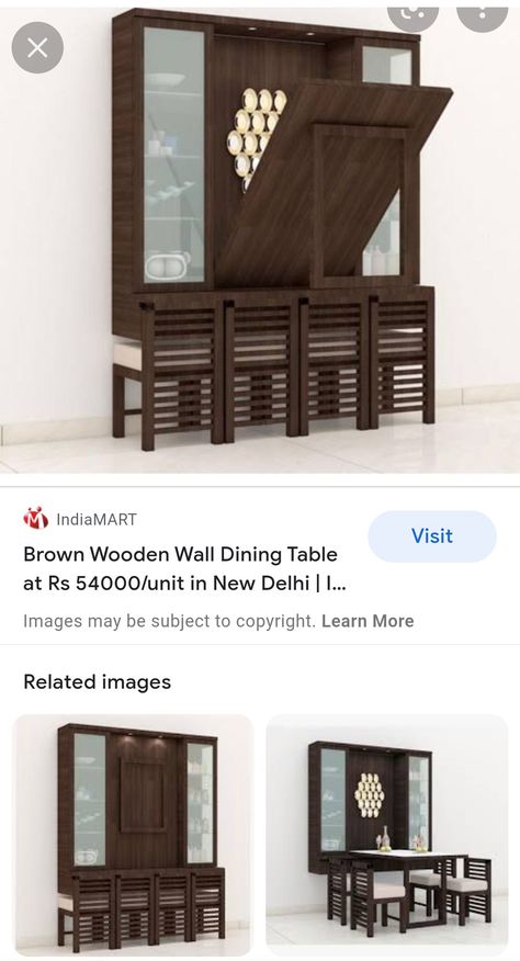 Folding Dining Table With Crockery Unit, Compact Dining Table Space Saving, Crockery Designs, Wall Mounted Dining Table, Wall Dining Table, Kitchen Wardrobe Design, Space Saving Dining Table, Modern Kitchen Design White Natural Wood, Foldable Dining Table