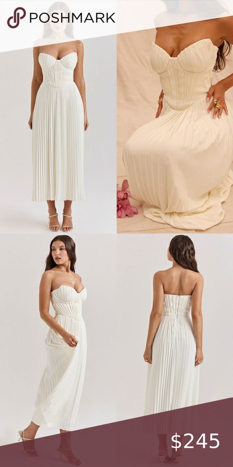 HOUSE OF CB 'Amorata' Ivory Pleated Maxi Dress House Of Cb Dresses, Strapless Neckline, Beautiful Evening, Pleated Maxi Dress, Pleated Maxi, House Of Cb, Shop Maxi Dresses, Evening Wear, Bodice