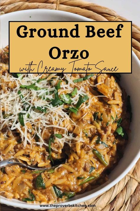 Ground Beef Orzo Recipe Dinner On A Budget Family, Dinner Sides Ideas, Beef Orzo, Dinner Sides Easy, Orzo Dinner, Dinner Sides Recipes, Cheesy Orzo, Orzo Skillet, Healthy Dinner Sides