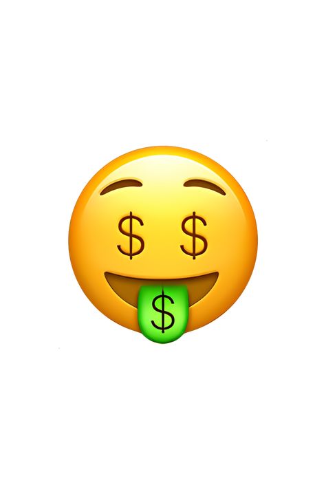 The 🤑 Money-Mouth Face emoji depicts a yellow face with a wide open mouth, showing a row of white teeth and a pink tongue. The eyes are closed and the eyebrows are raised in a happy expression. The face is wearing a pair of black sunglasses and a green dollar sign is seen on the tongue, indicating that the face is greedy for money. Money Emoji Iphone, Funny Facebook Profile Pictures, Instagram Glowing Logo, Teeth Emoji, Money Emoji, Finger Emoji, Iphone Png, Emojis Iphone, Mr Bean Funny