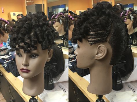 Destiny mannequin  Braid and curl design Hairstyles On Mannequin Head Easy, Hairstyles To Do On Mannequin Heads, Mannequin Hairstyles Braids, Hairstyles For Mannequin Heads, Mannequin Head Hairstyles, Hairstyles On Mannequin Head, Manaquin Head Hairstyles Black, Braiding Hairstyles On Mannequin Head, Mannequin Hairstyles