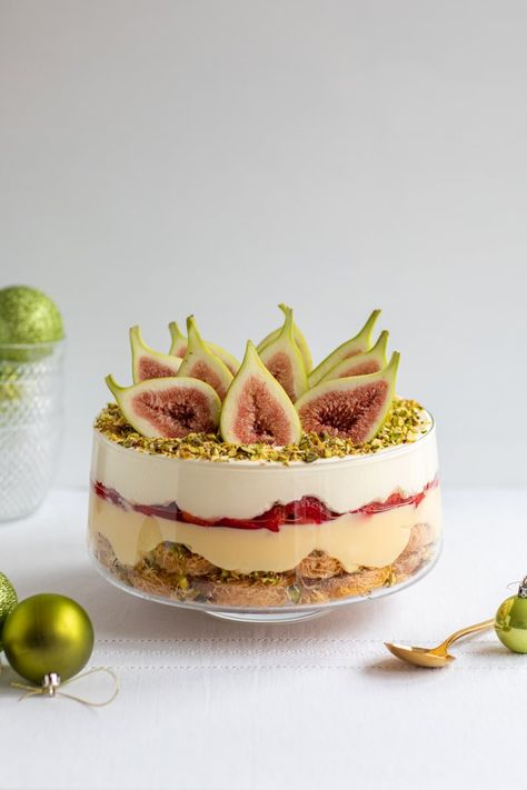 Ekmek Kataifi Trifle — Antoniou Fillo Pastry Trifle Packaging, Kataifi Dessert, Christmas Deserts Recipes, Ekmek Kataifi Recipe, Greek Dessert Recipes, Kataifi Recipe, Trifle Ideas, 2023 Desserts, Pastry Dessert Recipes