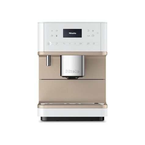 white and gold coffee maker and espresso machine Gold Kitchen Appliances, White And Gold Kitchen, Coffee Espresso Machine, Gas Range Double Oven, Stovetop Kettle, Automatic Espresso Machine, Automatic Coffee Machine, Milk Foam, Gold Kitchen