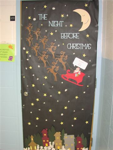 christmas night door Halloween Classroom Door, Door Decorations Classroom Christmas, Christmas Doors, Christmas Bulletin Boards, Classroom Christmas Decorations, Holiday Door Decorations, Christmas Contests, Christmas Door Decorating Contest, Christmas Classroom Door