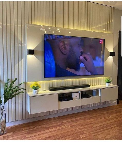 Ruang Tv Modern, Tv Wall Design Luxury Tvs, Contemporary Tv Units, Luxury Tv Wall, Modern Tv Unit Designs, Wall Unit Designs, Tv Unit Furniture Design, Tv Stand Decor, Stand Tv