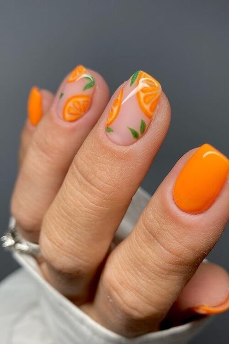 50+ Short Summer Nails To Elevate Your Look This Vacation Nagel Tips, Easy Nails, Her Nails, Orange Nails, Stick On Nails, Nail Designs Summer, Nail Trends, False Nails, Glue On Nails