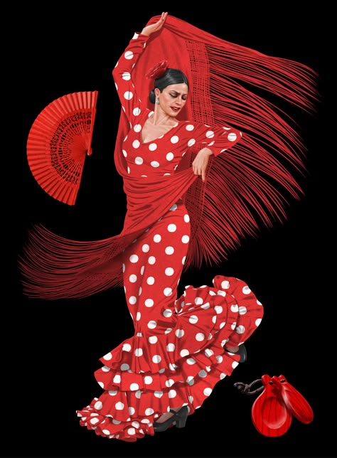 Jason Raish Illustration - Welcome To The Arts - Dance Nicholas Brothers, Matthew Bourne, Pina Bausch, Spain Art, Martha Graham, Rudolf Nureyev, Flamenco Dress, Dress Illustration, Spanish Art