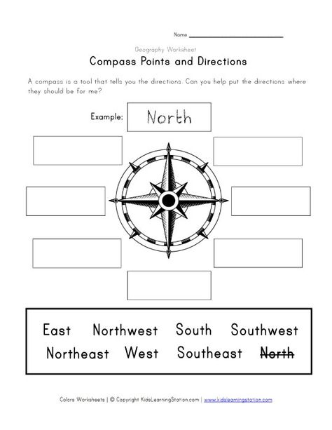 compass and directions worksheet Compass Worksheet, Directions Worksheet, Map Skills Worksheets, Compass Directions, Geography Worksheets, Cardinal Directions, Map Worksheets, Teaching Geography, Activities Printable