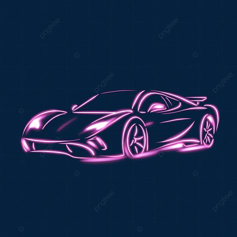 Car Neon Lights, Car Neon Sign, Hot Pink Cars, Light Effect Png, Neon Icons, Car Png, Neon Car, Pink Cars, Neon Effect