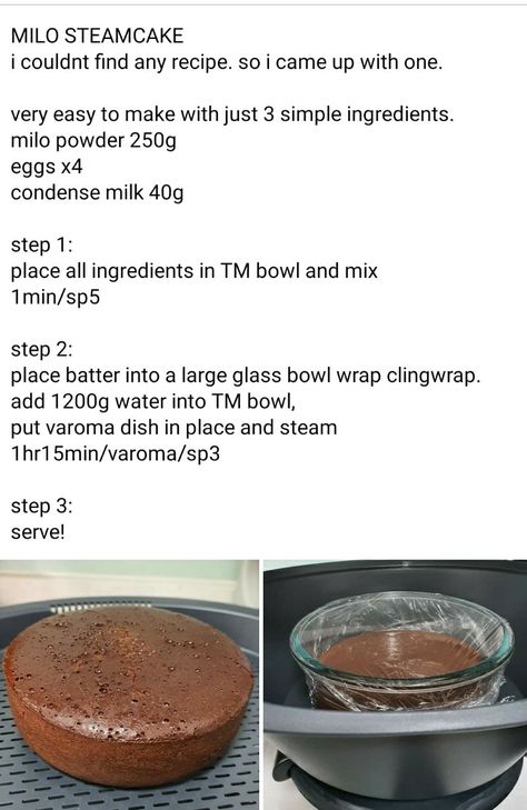 Milo Cake Recipe, Cake Simple Recipe, Milo Cake, Steam Cake Recipe, Large Glass Bowl, Cake Simple, Steamed Cake, Recipe Simple, Sweet Snacks Recipes