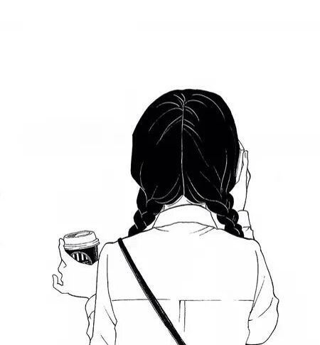 Girl From Behind, A Coffee, We Heart It, Coffee