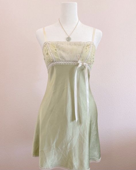 shopxmeg on ins Sage Green Floral, Vintage Slip Dress, Satin Slip Dress, Satin Slip, Really Cute Outfits, Girly Fashion, Girly Outfits, Dream Dress, Pretty Dresses