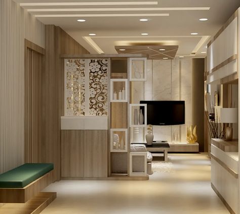 Here you will find photos of interior design ideas. Get inspired! Wall Devider Idea, Wall Partition Design Modern, Modern Partition Design Living Rooms, Partition Wall Living Room, Partition Design Living Rooms, Modern Partition, Modern Partition Walls, Room Partition Wall, Room Divider Ideas