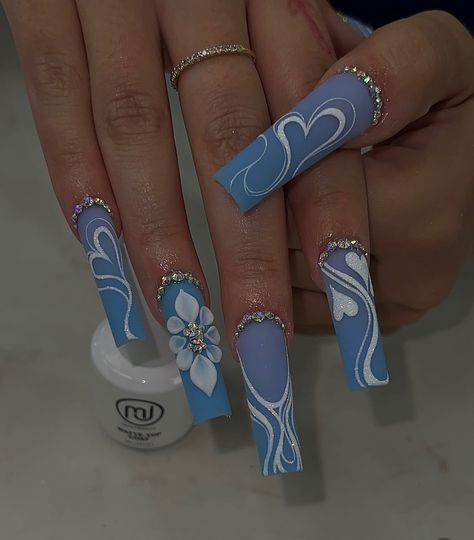 Nail Designs Bling, Fye Nails, Blue Acrylic Nails, Colored Acrylic Nails, Cute Acrylic Nail Designs, Long Acrylic Nails Coffin, Unique Acrylic Nails, Acrylic Nails Coffin Short, Short Acrylic Nails Designs