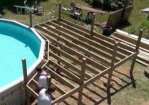 above ground pool and hot tub Backyard On A Budget, Decks Around Pools, Deck Building Plans, Round Above Ground Pool, Deck Landscaping, Budget Landscaping, Deck Piscina, Pool Deck Plans, Swimming Pool Decks