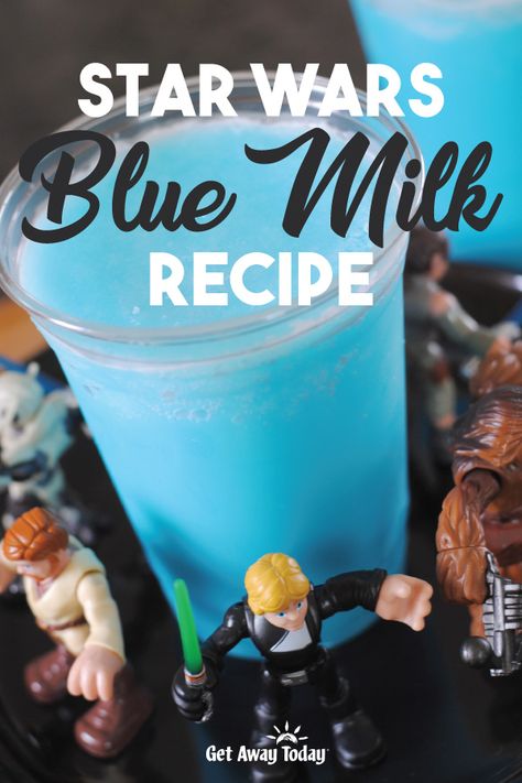 Star Wars Blue Milk Recipe Blue Milk Recipe Star Wars, Food From Star Wars, Star Wars Party Drinks For Kids, Star Wars Coffee Drinks, How To Make Blue Milk From Star Wars, Star Wars Blue Milk, Blue Milk Star Wars, Star Wars Treats Food Party Ideas, Star Wars Drinks Non Alcoholic