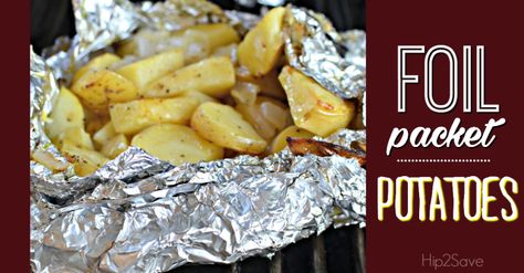 Easy Foil Packet Potatoes Hip2Save Potatoes On The Grill, Foil Potatoes, Foil Packet Potatoes, Foil Pack Dinners, Foil Packet Dinners, Grilling Recipes Sides, Foil Pack Meals, Foil Dinners, Foil Packet Meals