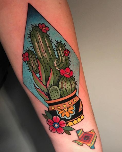 Traditional Cactus Tattoo, Rosie Evans, Western Floral Tattoo, Traditional Cactus, Traditional Tattoo Outline, Succulent Tattoo, Cowgirl Tattoos, Traditional Tattoo Inspiration, American Traditional Tattoo Ideas