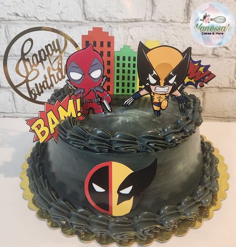 #deadpool #wolverine #chocolatevanillatresleches #flanfilling Deadpool And Wolverine Cake Ideas, Wolverine Cake, Deadpool And Wolverine, Tres Leches, Deadpool Wolverine, Cakes And More, Flan, Cake Ideas, Deadpool