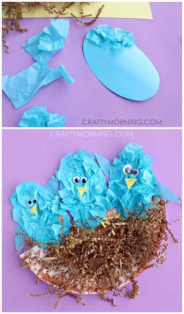 Blue bird craft Birds In A Nest, Bahasa China, April Crafts, Paper Blue, Spring Preschool, Spring Crafts For Kids, Bird Crafts, Daycare Crafts, Paper Plate Crafts