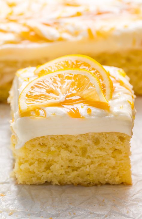 Lemon Cake With Frosting, Lemon Cake Chocolate Frosting, Lemon Desserts With Fresh Lemons, Cakes For A Crowd, Easy Sheet Cakes, Cake For A Crowd, Lemon Sheet Cake, Delicious Lemon Cake, Baker By Nature