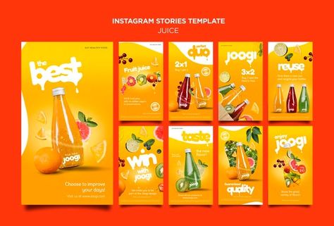 Business And Advertising, Instagram Campaigns, Juice Branding, Organic Juice, Free Psd Files, Instagram Template Design, Psd Template Free, Graphic Design Lessons, Business Advertising Design