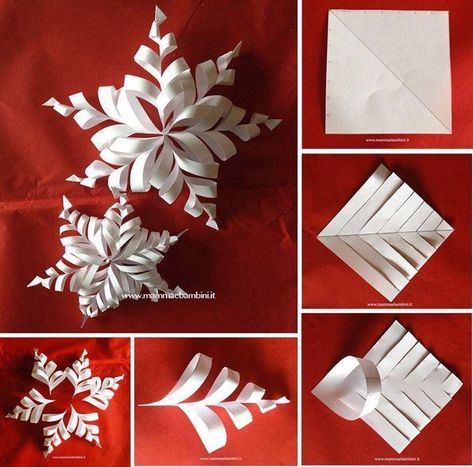 3d Paper Snowflakes, Diy Paper Christmas Tree, Paper Christmas Decorations, Paper Christmas Ornaments, Christmas Origami, Christmas Paper Crafts, Paper Christmas Tree, Paper Ornaments, Paper Snowflakes