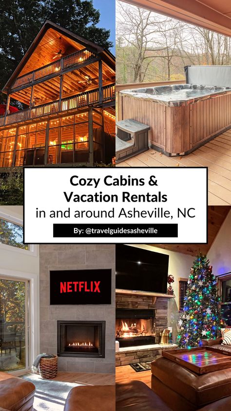 Your Guide To: Cozy Cabins & Vacation Rentals in and around Asheville, North Carolina. Chillier temperatures are here to stay and we’ve rounded up the coziest Airbnbs & Vacation Rentals for staycations or vacations to the Asheville area. Cozy Cabins, North Carolina Travel, Cabin Vacation, Asheville North Carolina, Cozy Cabin, Asheville Nc, Asheville, Travel Guides, Tree House