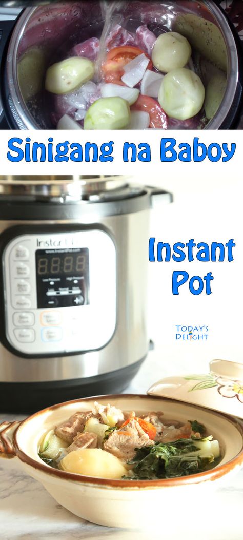 Instapot Filipino Recipes, Instant Pot Sinigang Pork Ribs, Filipino Sour Soup Recipe, Instant Pot Sinigang, Sinigang Instant Pot, Instapot Favorites, Sinigang Na Baboy Recipe, Neck Bone Soup Recipe, Filipino Pork Recipes