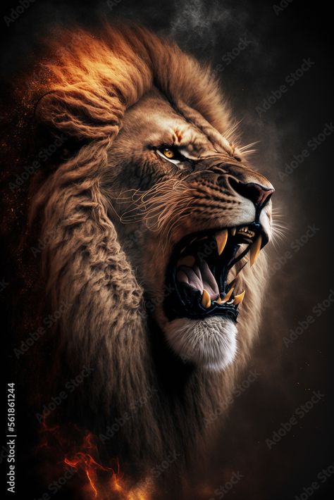 Lion Angry, Lion Roaring, Angry Animals, Roaring Lion, Mini Canvas, Vector Design, Adobe Stock, Art Ideas, Stock Illustration