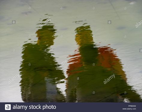 two person Reflections in the Water Stock Photo Persons Reflection In Water, Human Reflection In Water, Person Reflection In Water, Water Reflection Illustration, Water Reflection Photography, Pencil Drawing Inspiration, Reflection In Water, Pond Art, Water Puddle