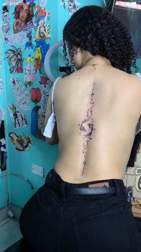 Tattoo Ideas Female Western Spine, Spiritual Tattoos Back, Tattoo Spine Mens, Hot Spine Tattoos, Earth Spine Tattoo, Spiritual Back Tattoos, Gothic Back Tattoo, Tattoo Espalda Mujer, Tattoo Espalda