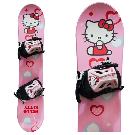 Hello Kitty Snowboard, Hello Kitty Roller Skates, Hello Kitty Snow Suit, Hello Kitty Ski Mask, Cool Snowboards, Snowboard Bib, Pink Snowboard, Ski Mask Tattoo, Bloxburg Bedroom Ideas