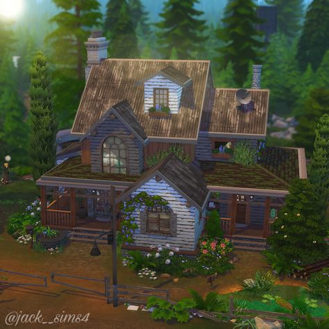 Sims 4 Werewolf House, Sims 4 Abandoned House, Werewolf House, Werewolf Family, Sims Layout, Ts4 Lots, Ts4 Builds, Sims Lots, Sims 4 Cottage