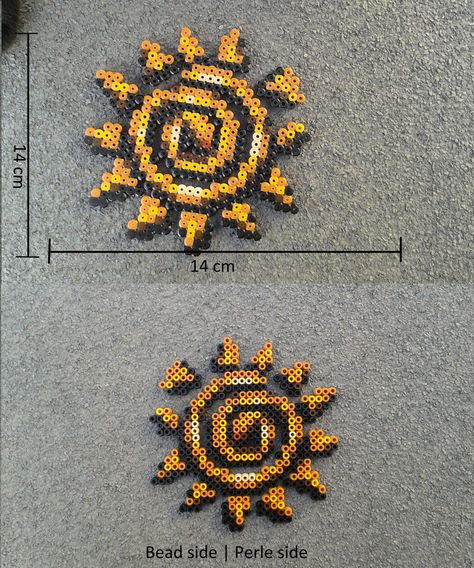 LK Sun Gamma Bead Ideas, Sunset Perler Beads, Sun And Moon Perler Beads, Sun Perler Bead Pattern, Sun Perler Beads, Sun Pixel Art, Melty Bead Designs, Beads Perler, Hamma Beads Ideas