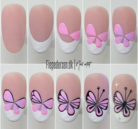 Butterfly Nail Designs, Kutek Disney, Nail Art Designs Images, Quick Nail Art, Art Deco Nails, Dot Nail Art, Nail Designs Tutorial, Nail Drawing, Nail Techniques