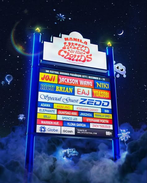 Announcement Pubmat, Head In The Clouds Festival, Festival Advertising, Kpop Festival, Festival Grounds, Pubmat Ideas, Concert Poster Design, Graphic Design School, Adobe Photoshop Design