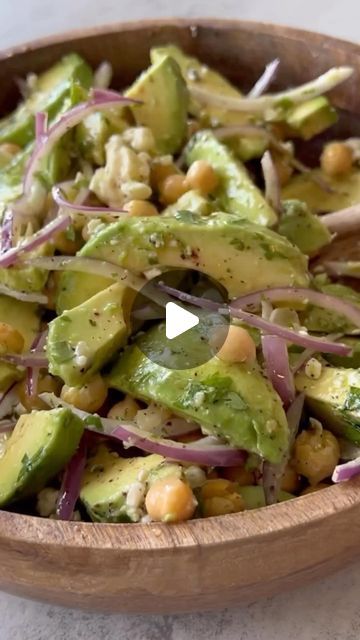 Healthy Recipes on Instagram: "avocado chickpea salad 🥑  By @somethingnutritious this zesty salad is so easy to make as a simple side dish during the week  It’s made with avocados, chickpeas, feta cheese, sumac & a few other ingredients  avocado chickpea salad: 3 large avocados, semi-firm 1 can chickpeas drained, 15 oz 1/2 cup crumbled feta cheese 1/4 red onion, thinly sliced 2 -3 tbsp fresh cilantro, chopped 1 lemon, juiced 1 tsp sumac Olive oil Salt & pepper Optional: 1 clove crushed garlic  1. Slice the avocados and add them to a salad bowl 2. Add in the rinsed chickpeas, sliced onion, feta cheese and chopped cilantro 3. Generously drizzle with olive oil and pour the lemon juice over the top. Season with the sumac and salt & pepper to taste, and the crushed garlic if using 4. Toss ever Avocado Chickpea Salad, Avocado Chickpea, Zesty Salad, Easy Recipes For Beginners, Mediterranean Salad, Chickpea Salad, Crushed Garlic, Healthy Foodie, Canned Chickpeas