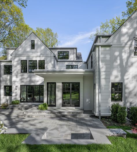 Suburban Neighborhood, Shiplap Siding, Modern Colonial, Double Hung Windows, American Living, Canopy Cover, Design Aesthetics, Modern Flat, Inviting Home