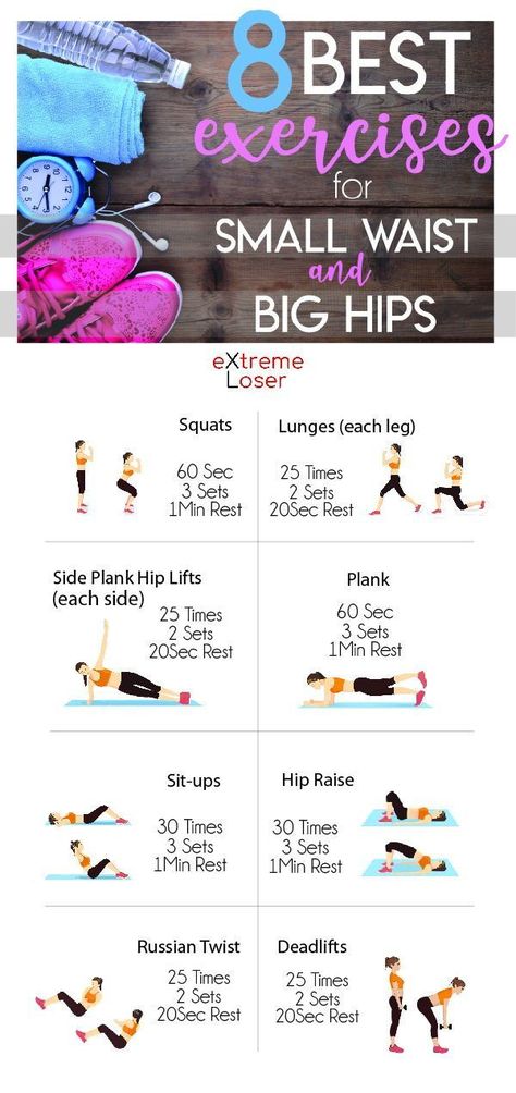 8 Best Exercises For Small Waist and Big Hips | Summer is coming and everyone wants the curvy body! Here s how to tone up your thighs, get a tiny waist, and build your glutes. #extremeloser Exercises For Small Waist, Small Waist Big Hips, Small Waist Workout, Squats And Lunges, Ingrid Bergman, Best Exercises, Chest Workouts, At Home Workout Plan, Waist Workout