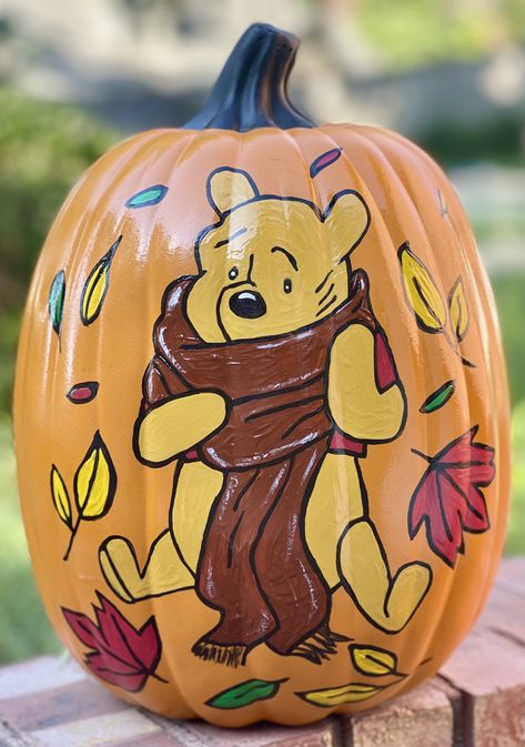 Faux Pumpkin Painting Ideas, Pumpkin Painting Fall Ideas, Paintings On Pumpkins Ideas, Cartoon Pumpkin Painting Ideas, Painting White Pumpkins Ideas, Disney Pumpkin Ideas Painting, Book Pumpkin Painting, Pumpkin Painting Ideas Thanksgiving, Fall Themed Pumpkin Painting