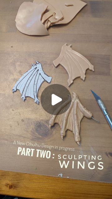 Wings Dragon, Sculpture Polymer Clay, Polymer Clay Animals Step By Step How To Make, Dragon Wing Template, Polymer Clay Wings, Dragon Wing, Polymer Clay Creatures, What To Do With Clay, Polymer Clay Wings Tutorial