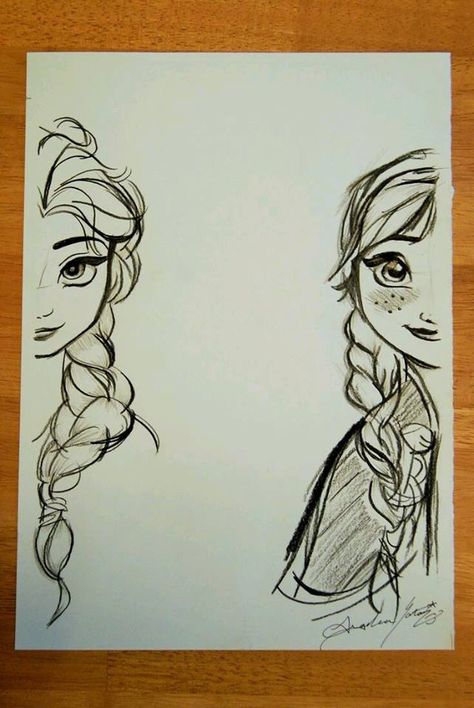 Doua jumatati Sisters Drawing, Chibi Manga, Tumblr Drawings, Couple Drawing, Karakter Disney, Disney Art Drawings, Disney Concept Art, Disney Sketches, Art Disney